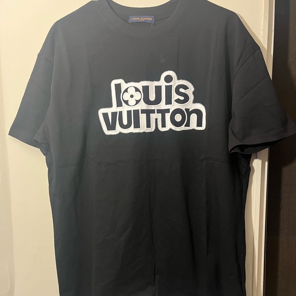 Louis Vuitton Black Tee with White Logo - Picture 1 of 7